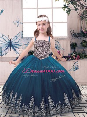 Floor Length Ball Gowns Sleeveless Teal Juniors Party Dress Lace Up