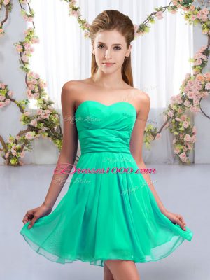 Sweetheart Sleeveless Lace Up Bridesmaid Dresses Turquoise Chiffon