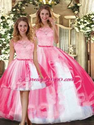 Sleeveless Lace and Ruffles Clasp Handle Quinceanera Gown