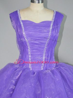 Top Selling Floor Length Lace Up 15 Quinceanera Dress Lavender for Sweet 16 and Quinceanera with Beading and Ruffled Layers