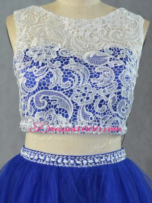 Fantastic Sleeveless Floor Length Lace Zipper Quinceanera Dress with Royal Blue