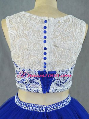 Fantastic Sleeveless Floor Length Lace Zipper Quinceanera Dress with Royal Blue