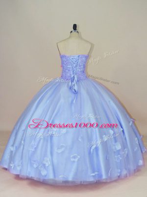 Floor Length Lavender Quince Ball Gowns Sweetheart Sleeveless Side Zipper