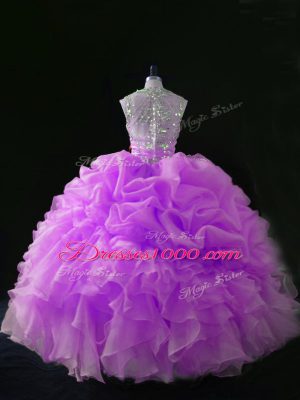 Sleeveless Sequins and Pick Ups Zipper Quinceanera Dresses