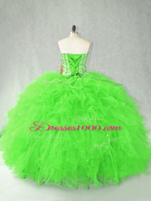 Comfortable Lace Up Sweetheart Beading and Ruffles 15 Quinceanera Dress Tulle Sleeveless