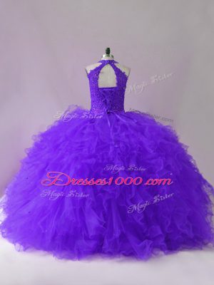Extravagant Sleeveless Lace Up Floor Length Beading and Ruffles Vestidos de Quinceanera