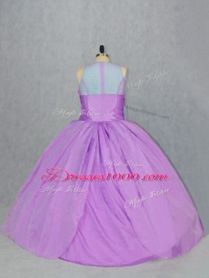 Admirable Lilac Sleeveless Floor Length Embroidery Zipper 15 Quinceanera Dress