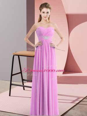 Popular Floor Length Zipper Evening Dress Lilac for Prom and Party with Beading