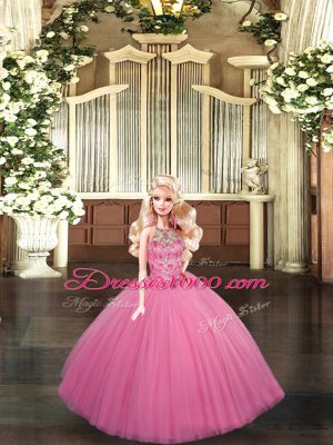 Hot Selling Floor Length Ball Gowns Sleeveless Rose Pink Sweet 16 Dresses Lace Up