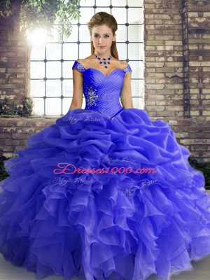 Modest Sleeveless Lace Up Floor Length Beading and Ruffles and Pick Ups Sweet 16 Quinceanera Dress