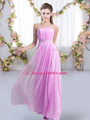 Lilac Sleeveless Sweep Train Beading Quinceanera Court Dresses