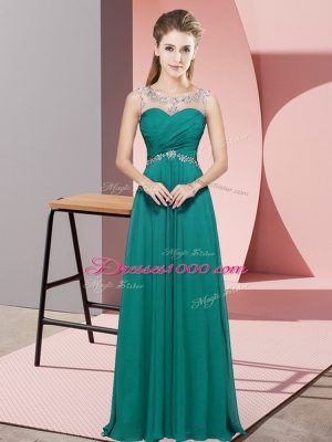 Chic Turquoise Scoop Backless Beading Evening Outfits Sleeveless