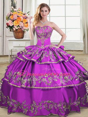 Gorgeous Floor Length Ball Gowns Sleeveless Purple Quince Ball Gowns Lace Up