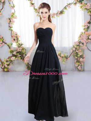 Simple Navy Blue Sweetheart Zipper Ruching Quinceanera Court of Honor Dress Sleeveless