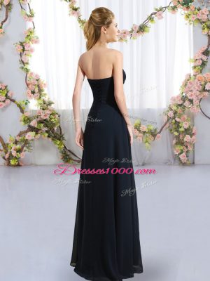 Simple Navy Blue Sweetheart Zipper Ruching Quinceanera Court of Honor Dress Sleeveless