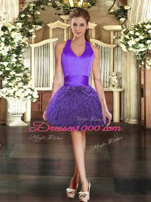 Mini Length Ball Gowns Sleeveless Purple Dress for Prom Lace Up