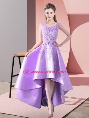Lavender Scoop Zipper Lace Quinceanera Dama Dress Sleeveless