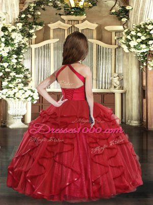 Sleeveless Lace Up Floor Length Ruffles Teens Party Dress