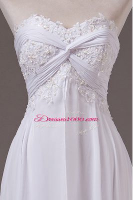 White Sleeveless Lace Lace Up Bridal Gown