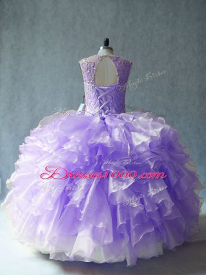 Nice Organza Sleeveless Floor Length Sweet 16 Dresses and Beading and Ruffles