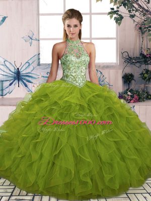 Cute Tulle Sleeveless Floor Length Quinceanera Dresses and Beading and Ruffles