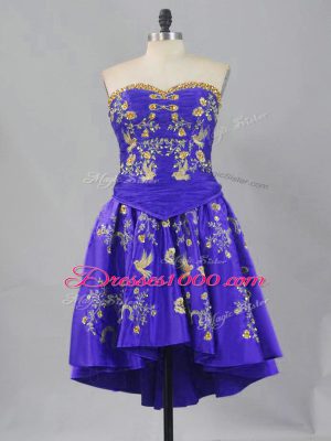 Elegant Sweetheart Sleeveless Lace Up Embroidery Prom Dress in Purple