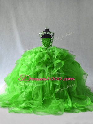 Sleeveless Beading and Ruffles Floor Length Sweet 16 Quinceanera Dress