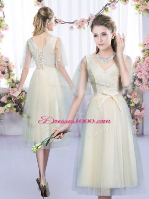 Top Selling Sleeveless Lace and Belt Lace Up Bridesmaid Dress