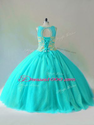 Best Tulle Sleeveless Floor Length Vestidos de Quinceanera and Beading