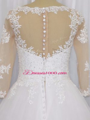 Charming Zipper Wedding Dress White for Wedding Party with Beading and Lace Brush Train