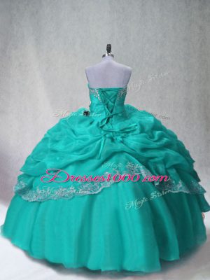 Sleeveless Beading and Appliques Lace Up Ball Gown Prom Dress