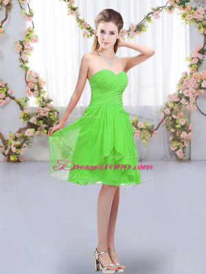 Empire Sweetheart Sleeveless Chiffon Knee Length Lace Up Ruffles and Ruching Court Dresses for Sweet 16