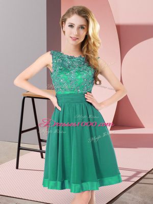 Sexy Turquoise Empire Beading and Appliques Wedding Guest Dresses Backless Chiffon Sleeveless Mini Length