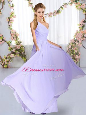 One Shoulder Sleeveless Chiffon Quinceanera Court Dresses Ruching Lace Up