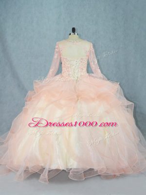 Beauteous Long Sleeves Beading and Ruffles Lace Up Sweet 16 Quinceanera Dress