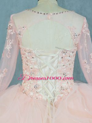 Beauteous Long Sleeves Beading and Ruffles Lace Up Sweet 16 Quinceanera Dress