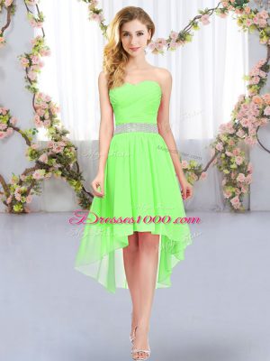 Most Popular Sweetheart Sleeveless Lace Up Quinceanera Court of Honor Dress Chiffon