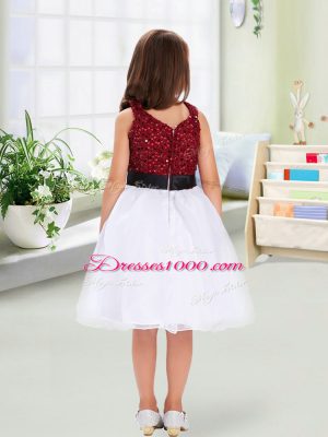 A-line Toddler Flower Girl Dress White Scoop Organza Sleeveless Knee Length Zipper