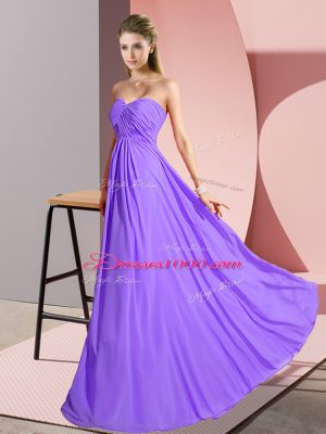 Lavender Sleeveless Chiffon Lace Up Homecoming Dress for Prom and Party