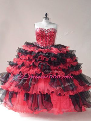 Glamorous Sleeveless Beading and Ruffled Layers Lace Up Vestidos de Quinceanera
