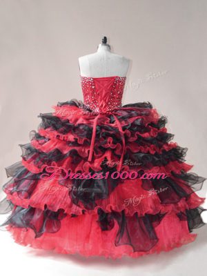 Glamorous Sleeveless Beading and Ruffled Layers Lace Up Vestidos de Quinceanera