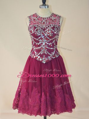 Admirable Tulle Sleeveless Mini Length Casual Dresses and Beading and Lace