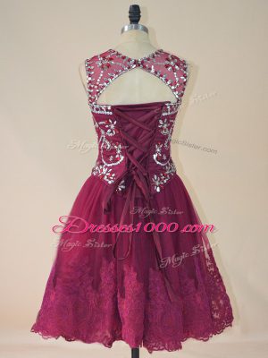 Admirable Tulle Sleeveless Mini Length Casual Dresses and Beading and Lace