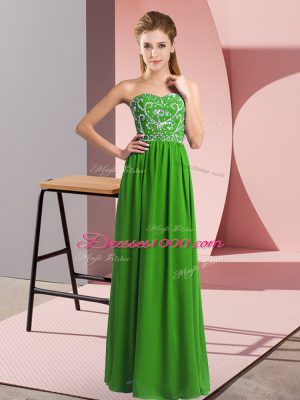 Green Lace Up Sweetheart Beading Prom Dresses Chiffon Sleeveless