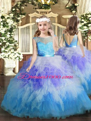 Deluxe Multi-color Scoop Backless Lace and Ruffles Sweet 16 Dresses Sleeveless