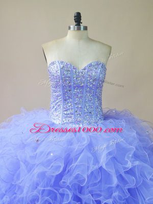 High End Sleeveless Lace Up Floor Length Beading and Ruffles Quinceanera Gown