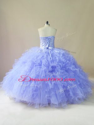 High End Sleeveless Lace Up Floor Length Beading and Ruffles Quinceanera Gown