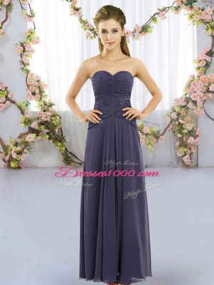 Beauteous Navy Blue Sweetheart Lace Up Ruching Damas Dress Sleeveless