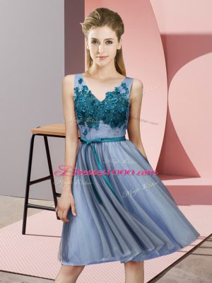 Sleeveless Appliques Lace Up Wedding Party Dress