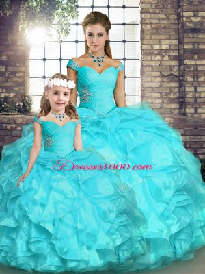 Attractive Sleeveless Beading and Ruffles Lace Up Sweet 16 Quinceanera Dress